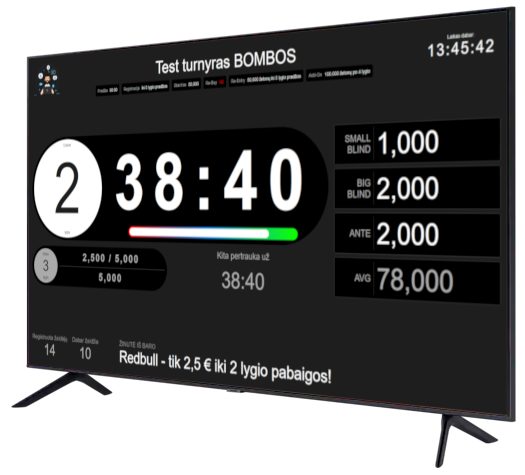 Poker blinds timer in tv screen
